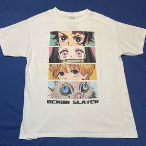 White Demon Slayer anime T-shirt #DemonSlayer Small